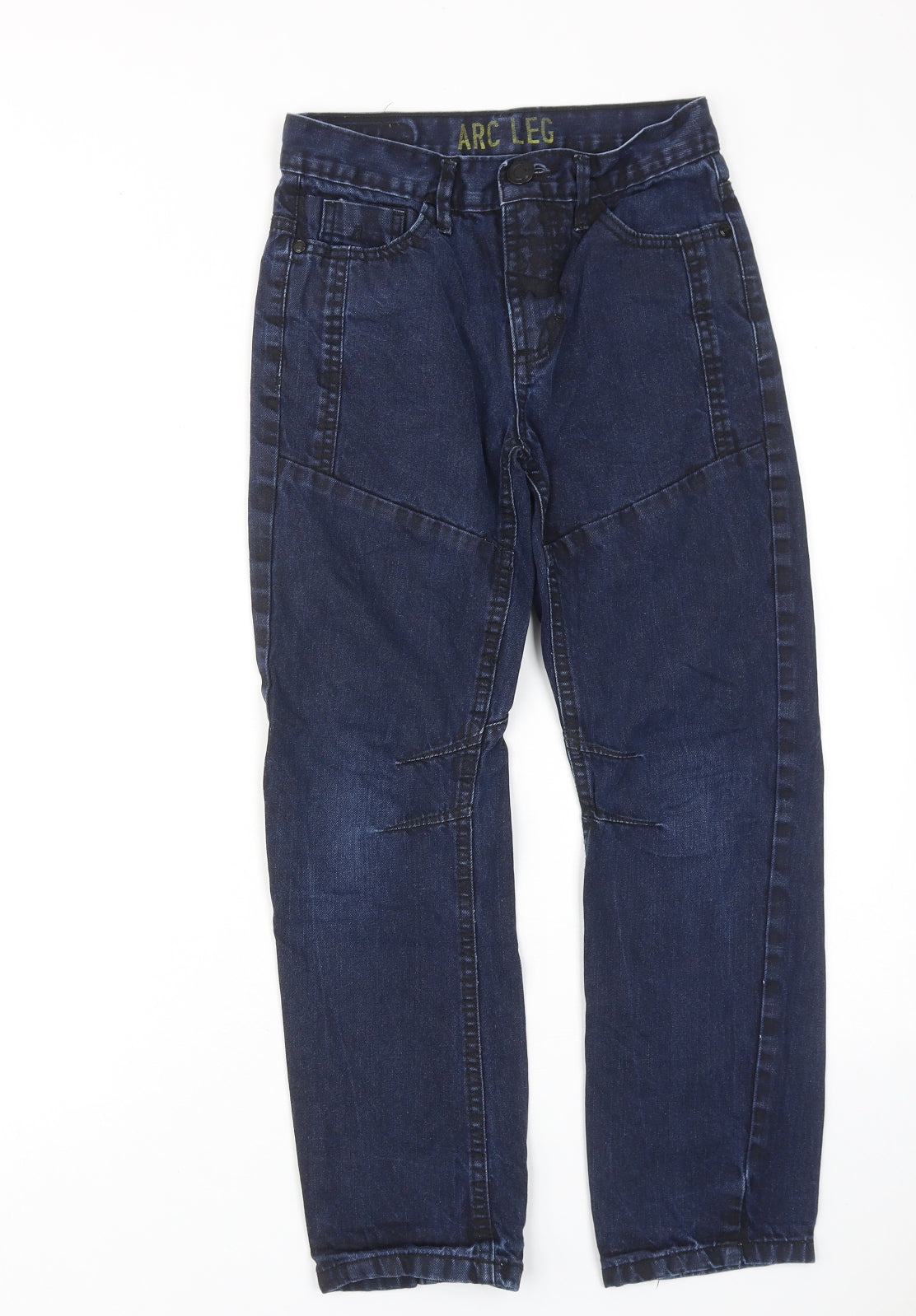 Denim & Co. Boys Blue Cotton Straight Jeans Size 10-11 Years Regular Zip