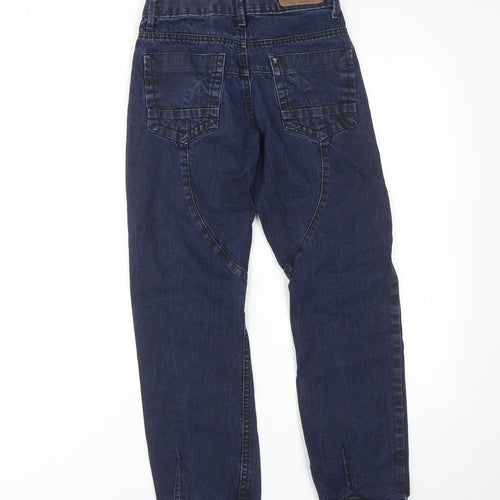 Denim & Co. Boys Blue Cotton Straight Jeans Size 10-11 Years Regular Zip