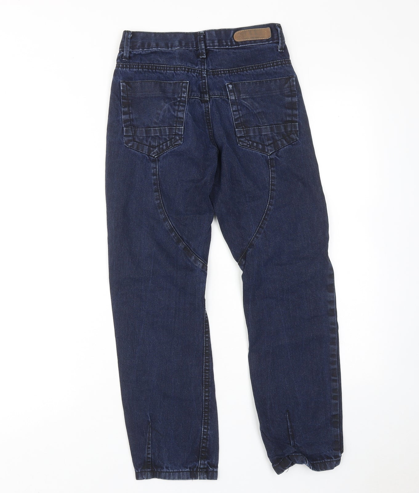 Denim & Co. Boys Blue Cotton Straight Jeans Size 10-11 Years Regular Zip