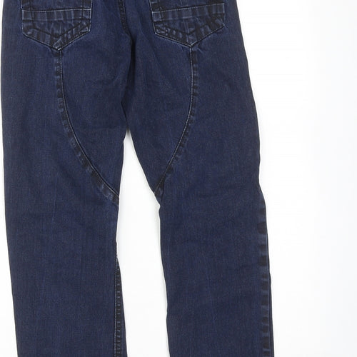 Denim & Co. Boys Blue Cotton Straight Jeans Size 10-11 Years Regular Zip