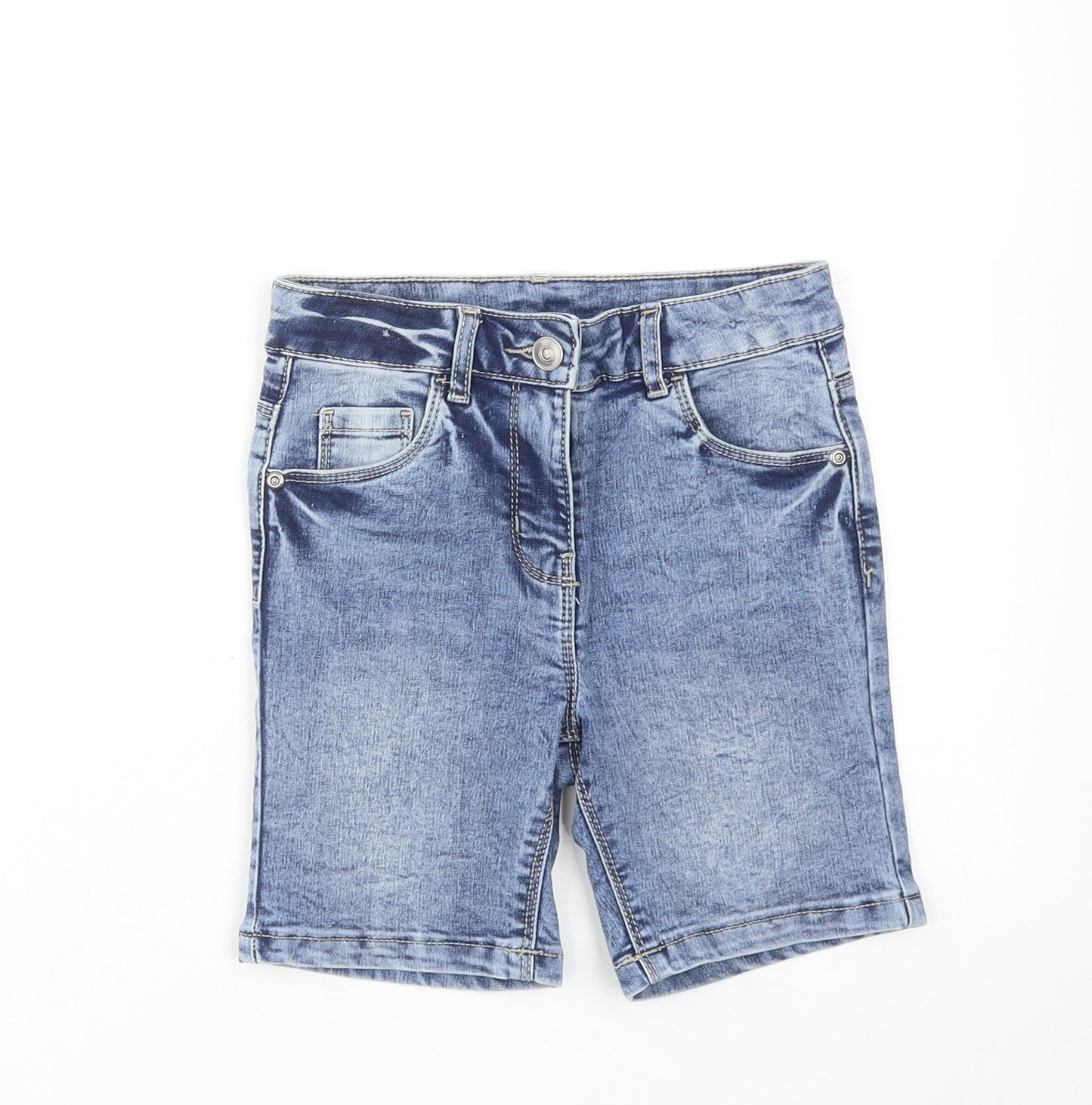 Nutmeg Boys Blue Cotton Bermuda Shorts Size 6-7 Years Regular Zip