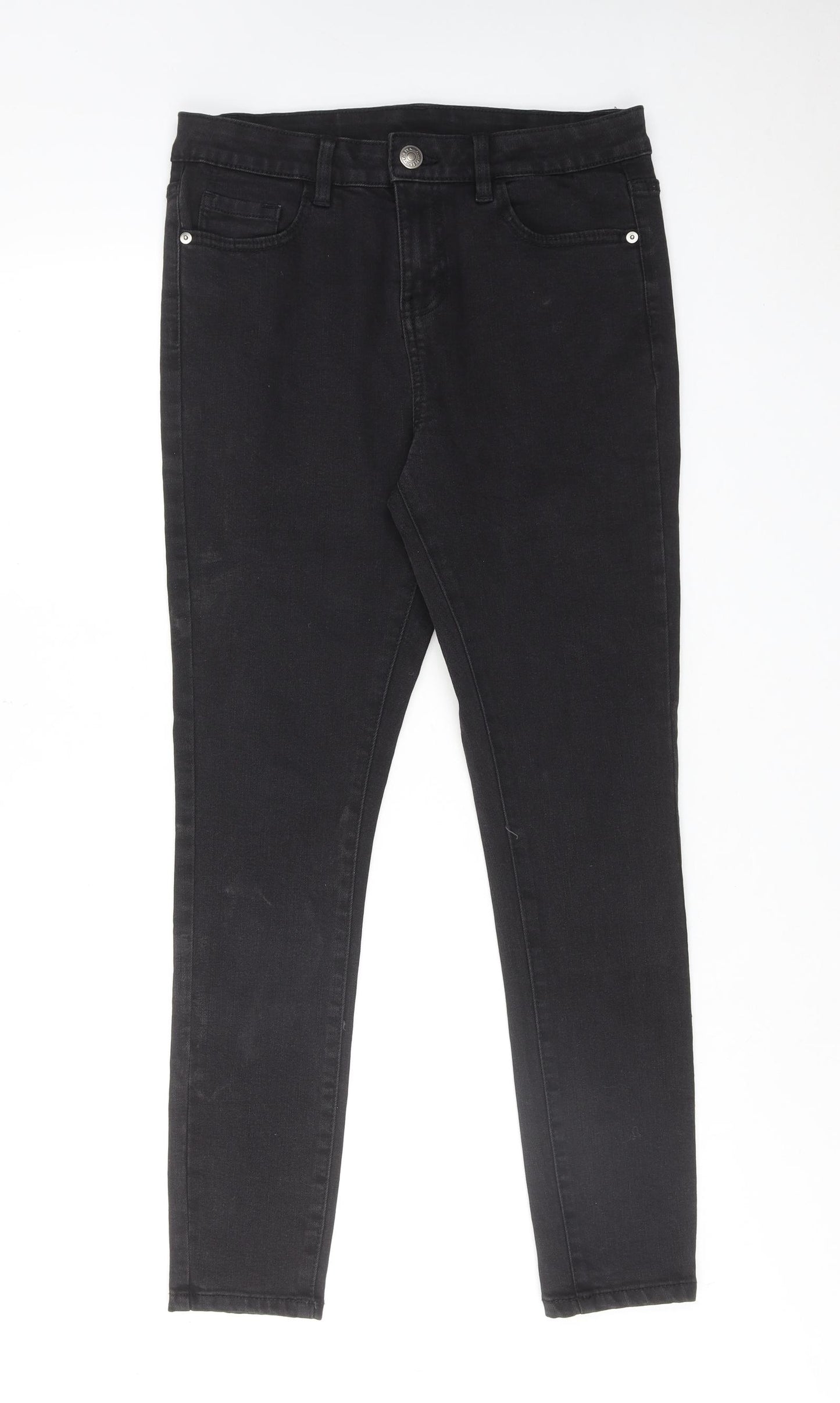 George Womens Black Cotton Skinny Jeans Size 12 Regular Zip