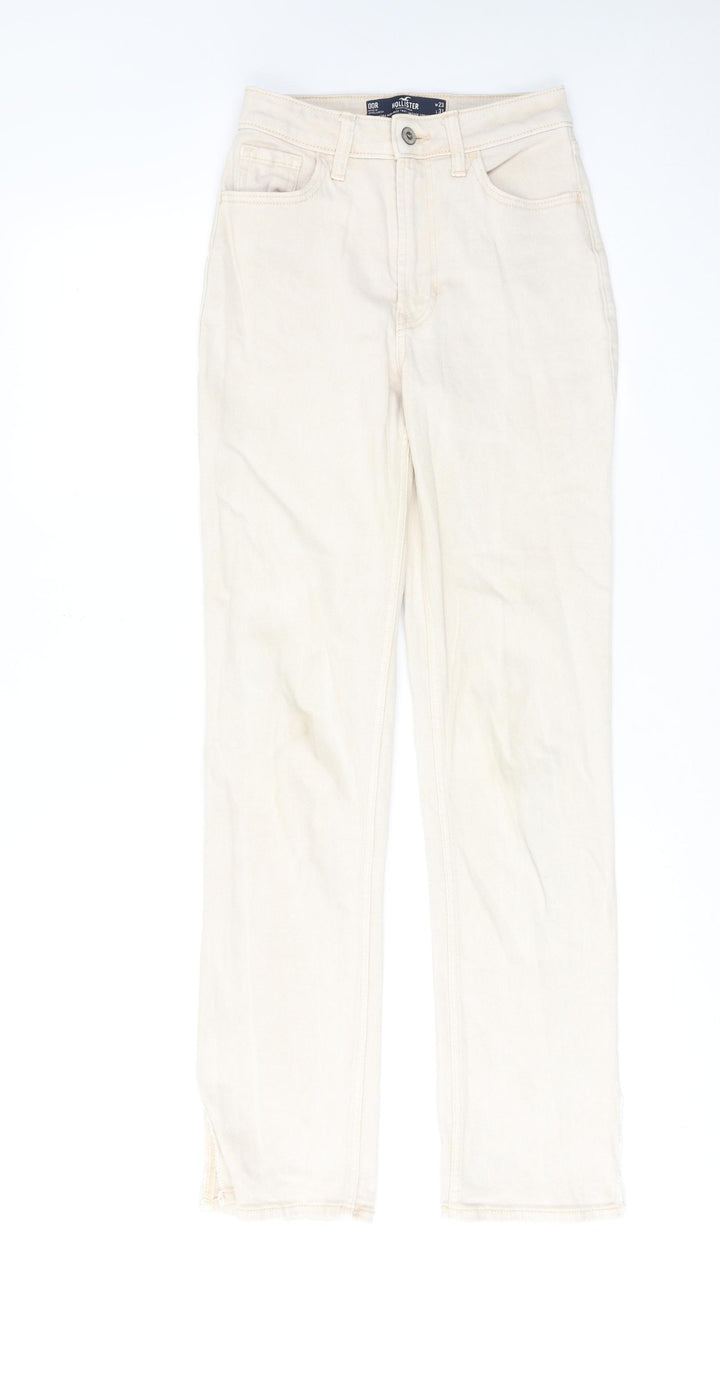 Hollister Womens Ivory Cotton Straight Jeans Size 23 in L31 in Regular Zip