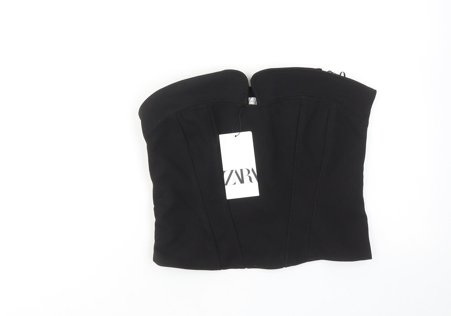 Zara Womens Black Polyester Basic Tank Size S Off the Shoulder