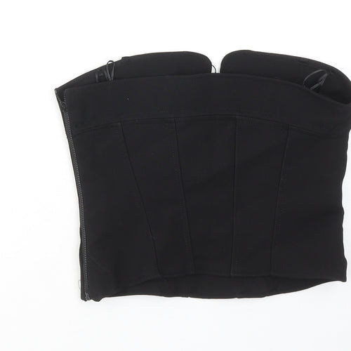 Zara Womens Black Polyester Basic Tank Size S Off the Shoulder