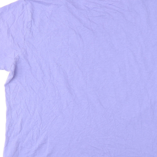 Disney Womens Purple Cotton Basic T-Shirt Size 12 Round Neck - Stitch Ohana