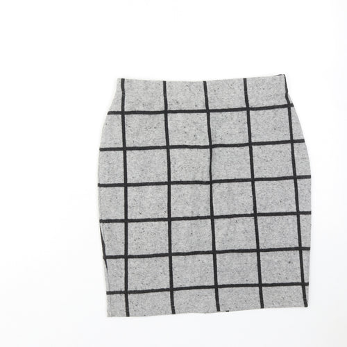 Select Womens Grey Check Polyester Straight & Pencil Skirt Size 8