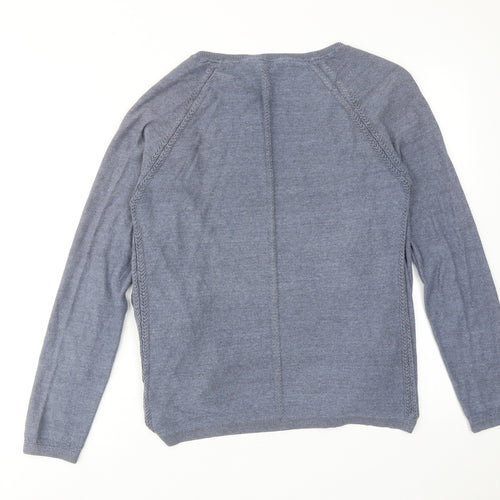 Fat Face Womens Blue V-Neck Cotton Cardigan Jumper Size 12