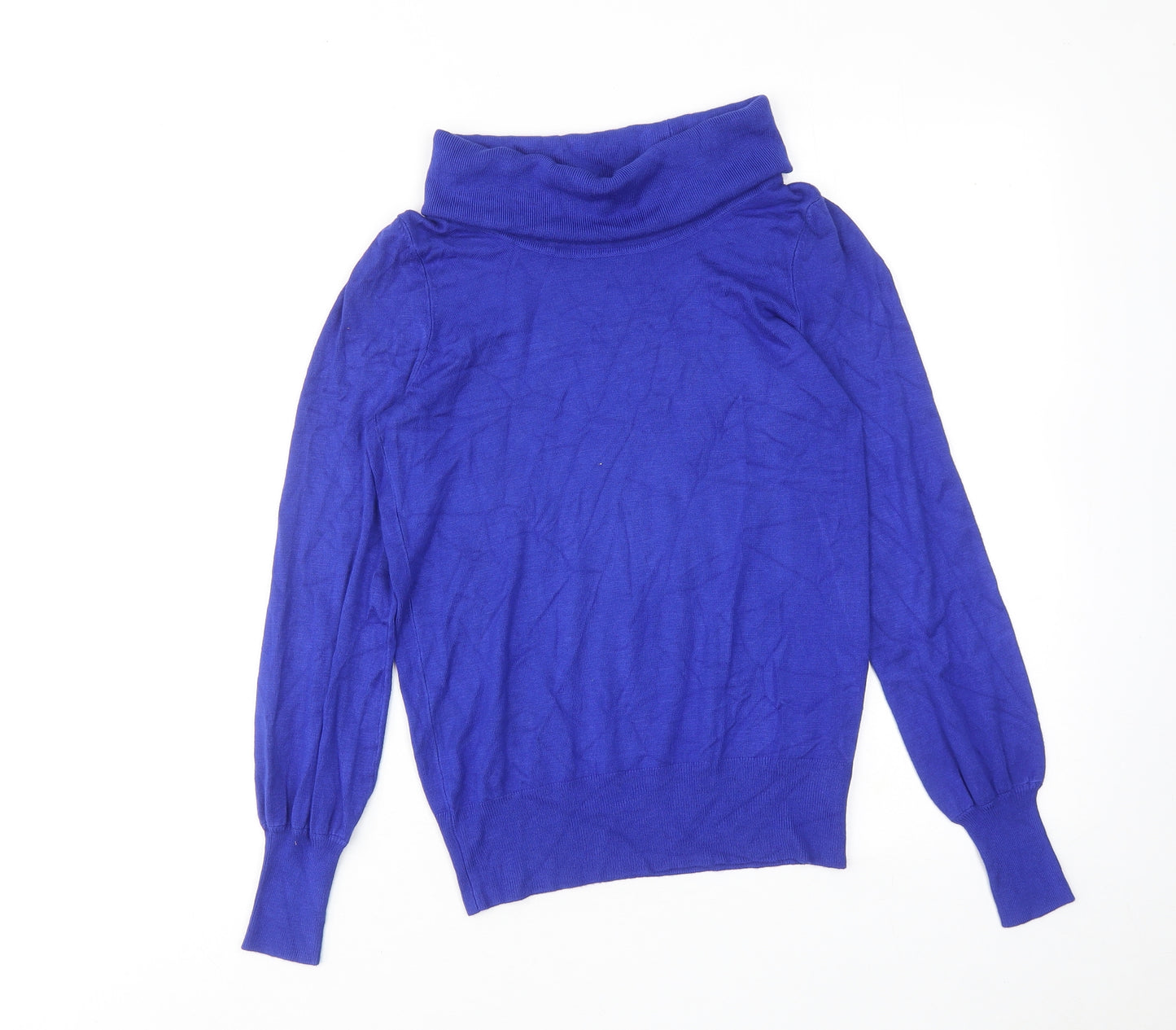 Marks and Spencer Womens Blue Roll Neck Viscose Pullover Jumper Size 10