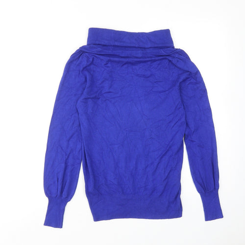Marks and Spencer Womens Blue Roll Neck Viscose Pullover Jumper Size 10