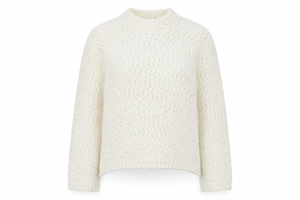 Front view of H&M women’s ivory round neck polyester jumper size 2xs