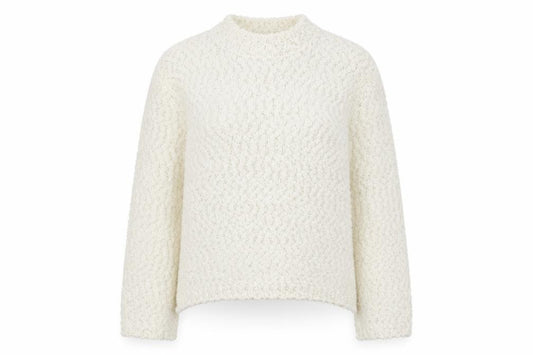 Front view of H&M women’s ivory round neck polyester jumper size 2xs