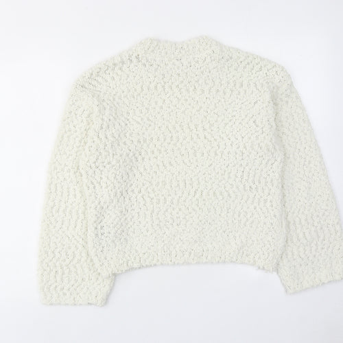 H&M Womens Ivory Round Neck Polyester Pullover Jumper Size 2XS