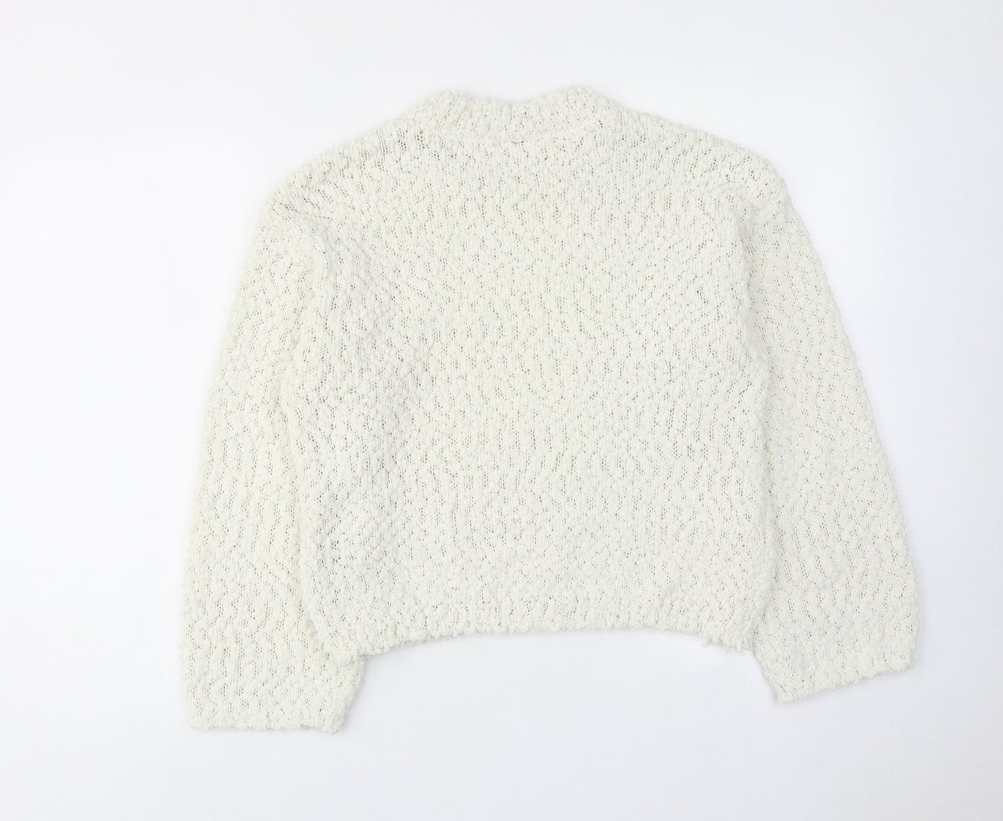 H&M Womens Ivory Round Neck Polyester Pullover Jumper Size 2XS