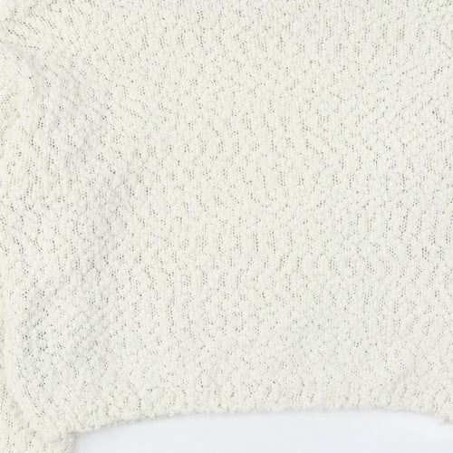 H&M Womens Ivory Round Neck Polyester Pullover Jumper Size 2XS