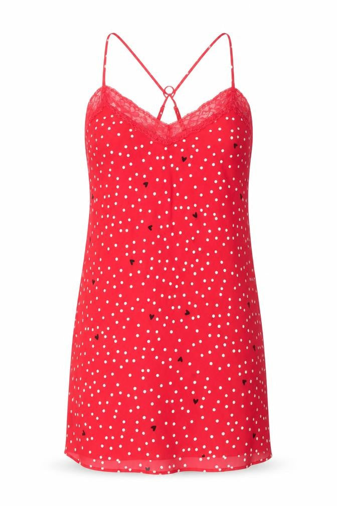 Marks and Spencer Womens Red Polka Dot Polyester Cami Dress Size 6 - Lace Trim