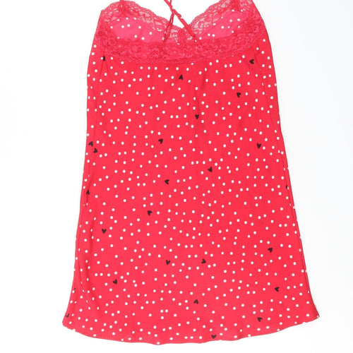 Marks and Spencer Womens Red Polka Dot Polyester Cami Dress Size 6 - Lace Trim