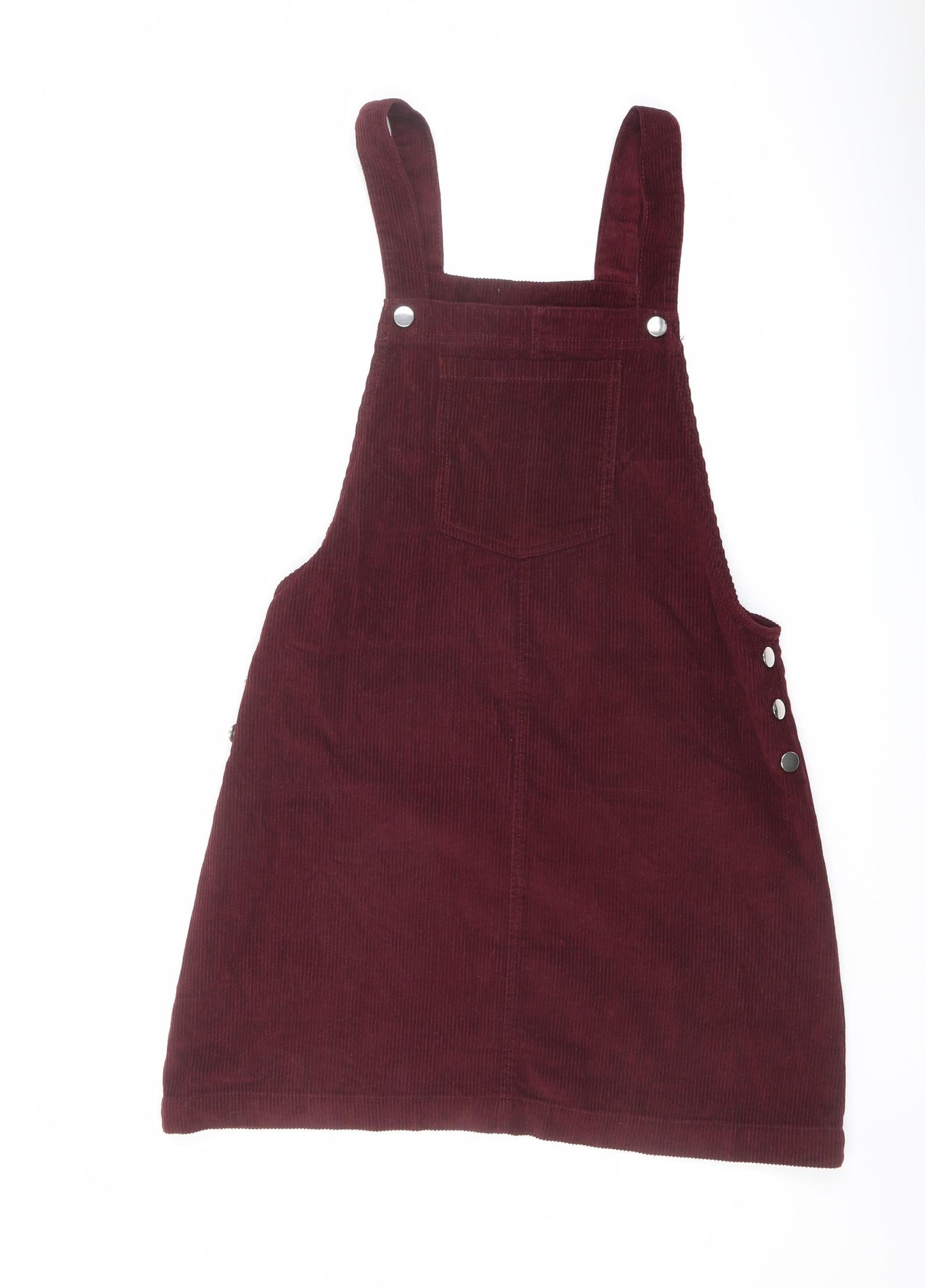 Papaya Womens Red Cotton Pinafore/Dungaree Dress Size 14 Square Neck Buckle - Pinafore