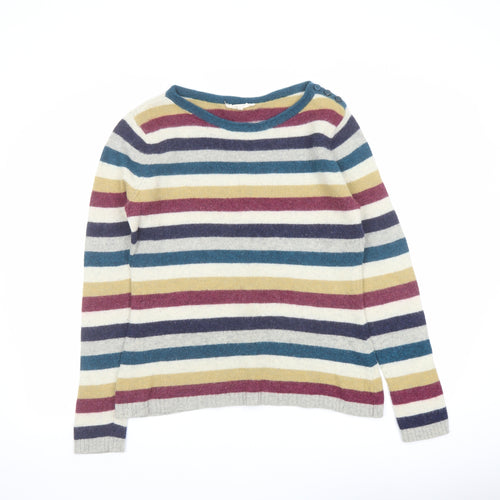 Seasalt Womens Multicoloured Round Neck Striped Wool Pullover Jumper Size 14