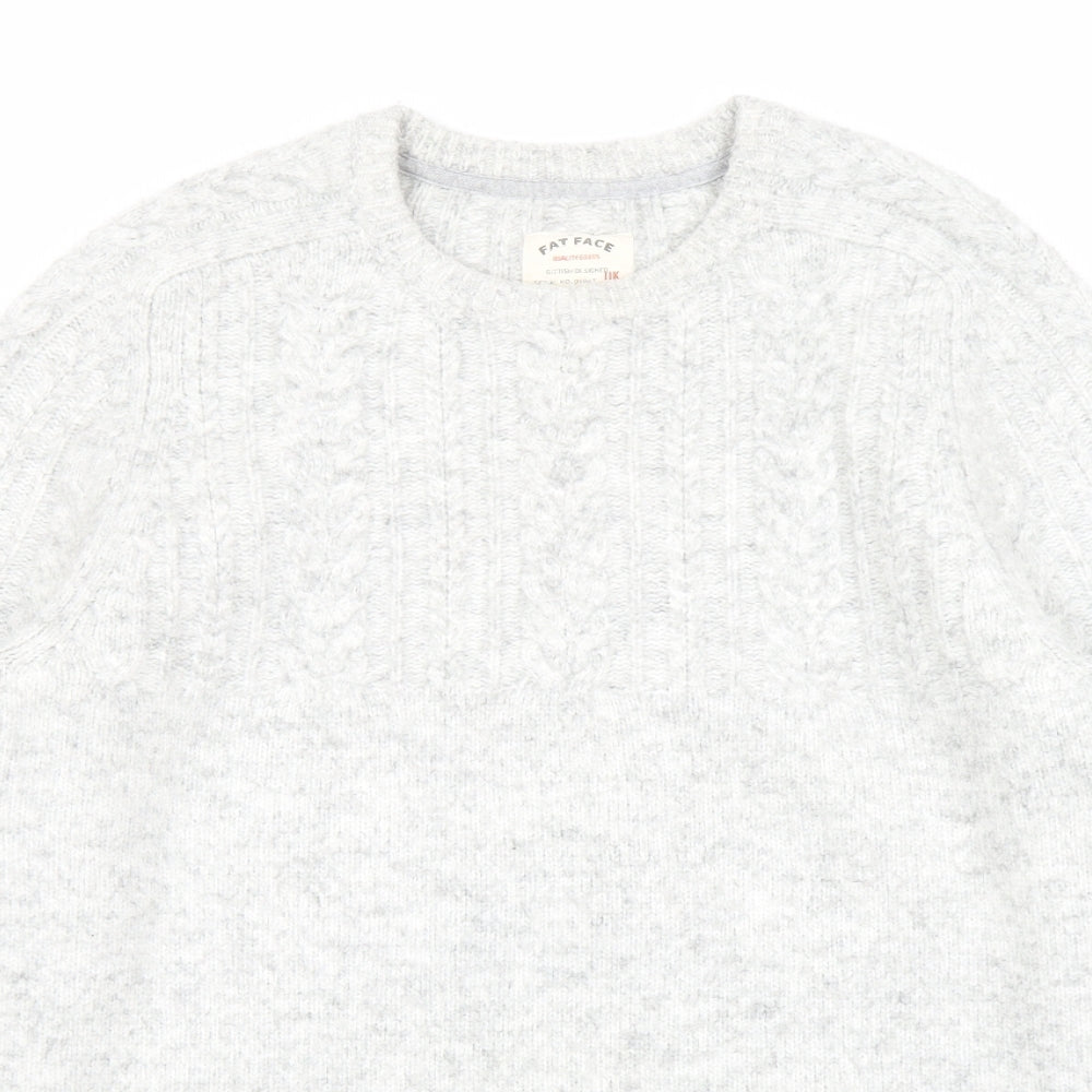 Fat Face Mens Grey Round Neck Acrylic Pullover Jumper Size M Long Sleeve