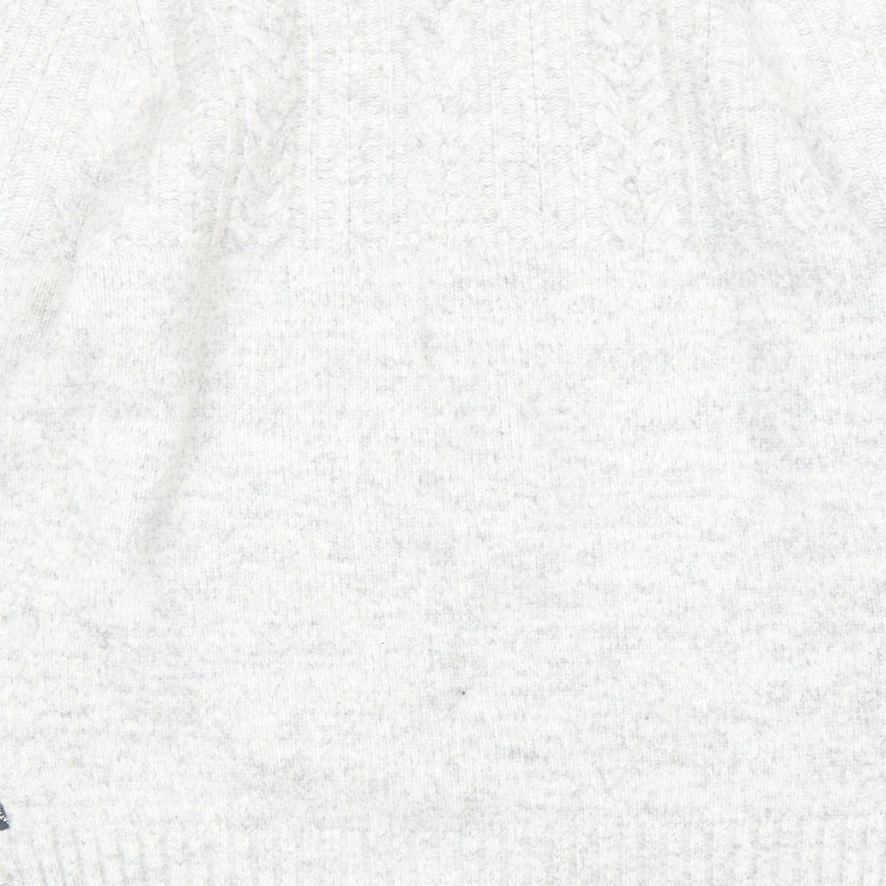 Fat Face Mens Grey Round Neck Acrylic Pullover Jumper Size M Long Sleeve