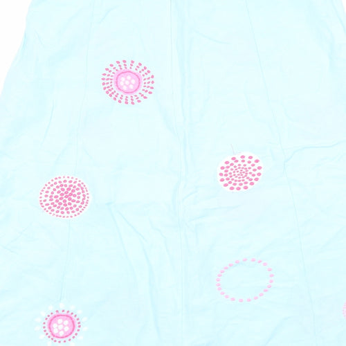 Joules Womens Blue Geometric Linen A-Line Skirt Size 10 Zip