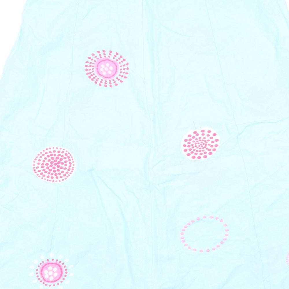 Joules Womens Blue Geometric Linen A-Line Skirt Size 10 Zip