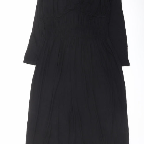Marks and Spencer Womens Black Viscose A-Line Size 8 Scoop Neck Pullover