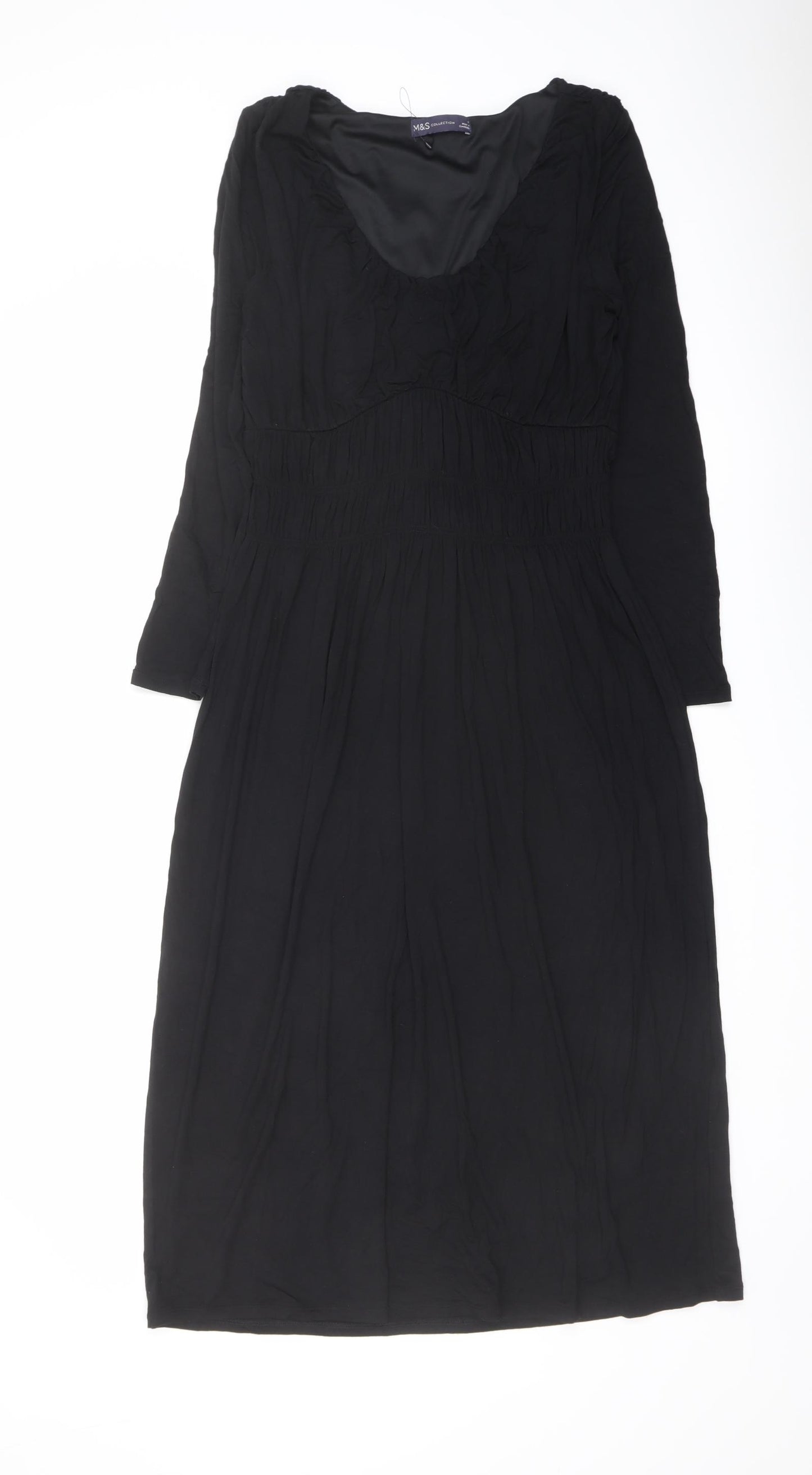 Marks and Spencer Womens Black Viscose A-Line Size 8 Scoop Neck Pullover