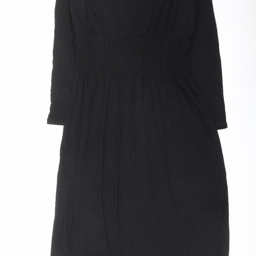 Marks and Spencer Womens Black Viscose A-Line Size 8 Scoop Neck Pullover