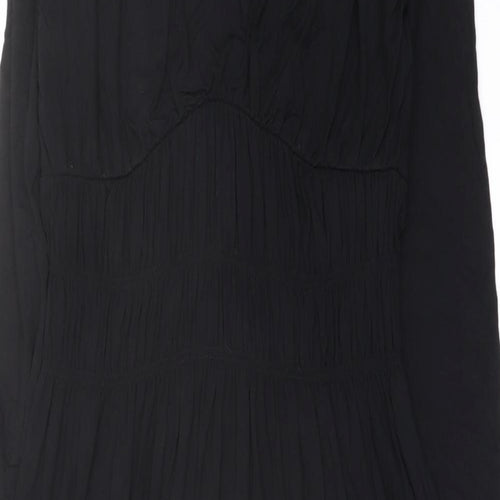 Marks and Spencer Womens Black Viscose A-Line Size 8 Scoop Neck Pullover