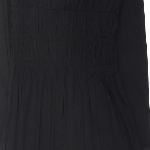 Marks and Spencer Womens Black Viscose A-Line Size 8 Scoop Neck Pullover