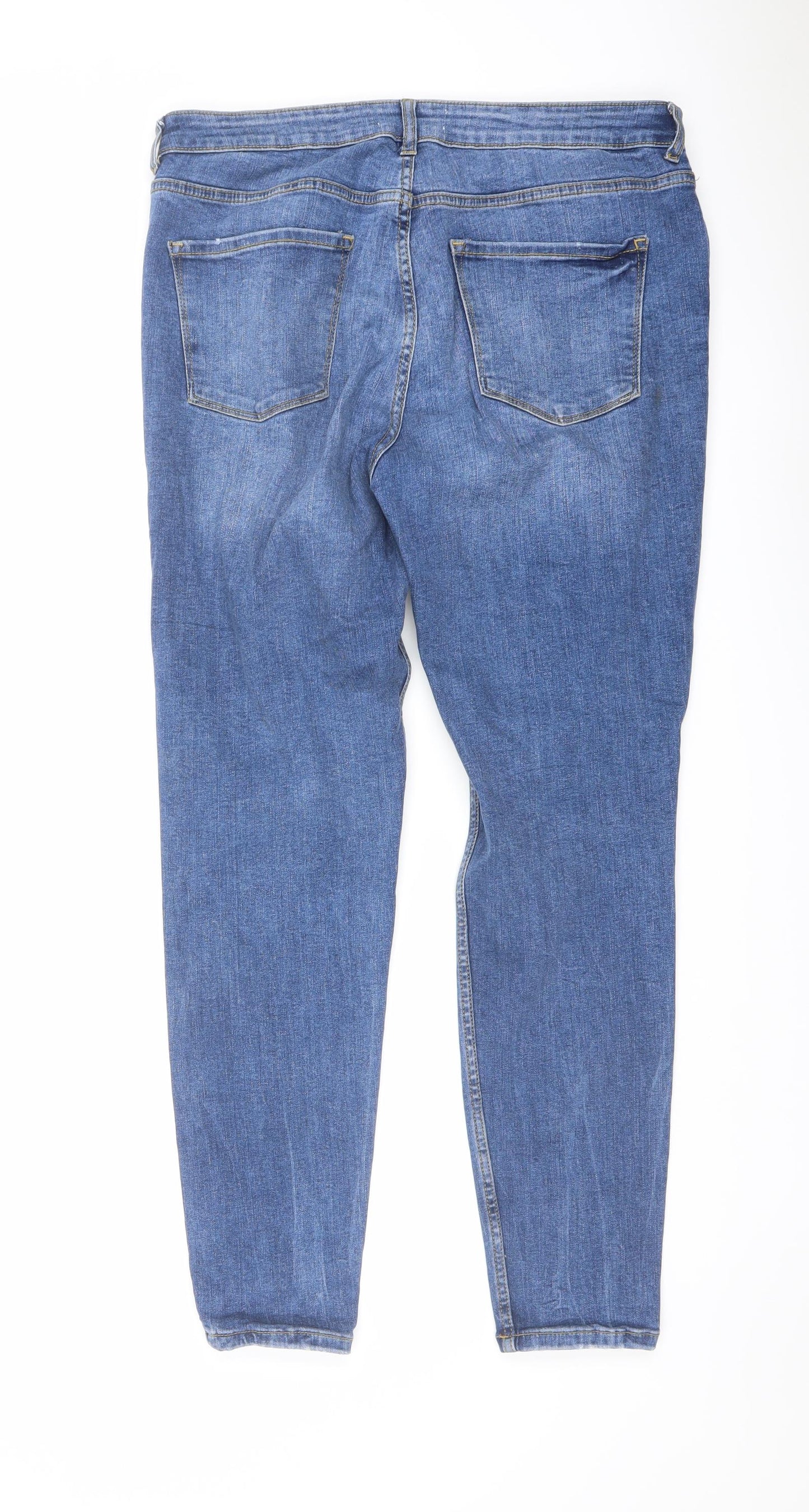Denim & Co. Womens Blue Cotton Skinny Jeans Size 16 L28 in Regular Button