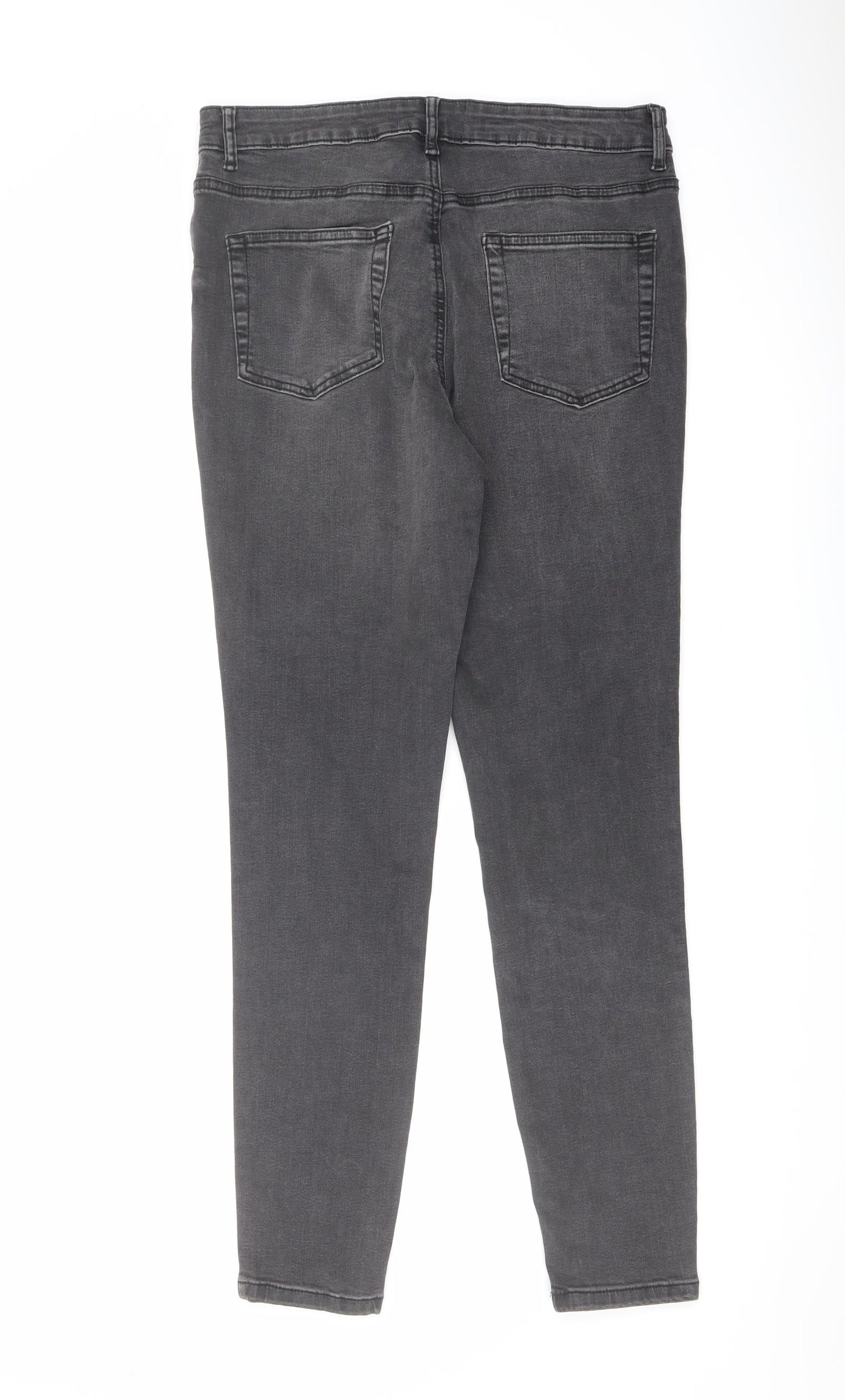 Denim & Co. Womens Grey Cotton Skinny Jeans Size 16 L30 in Regular Button