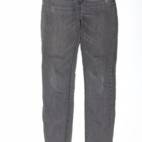 Pull&Bear Womens Grey Cotton Skinny Jeans Size 6 L28 in Regular Button
