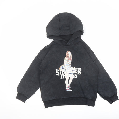 Marks and Spencer Boys Black Cotton Pullover Hoodie Size 7-8 Years Pullover - Stranger Things