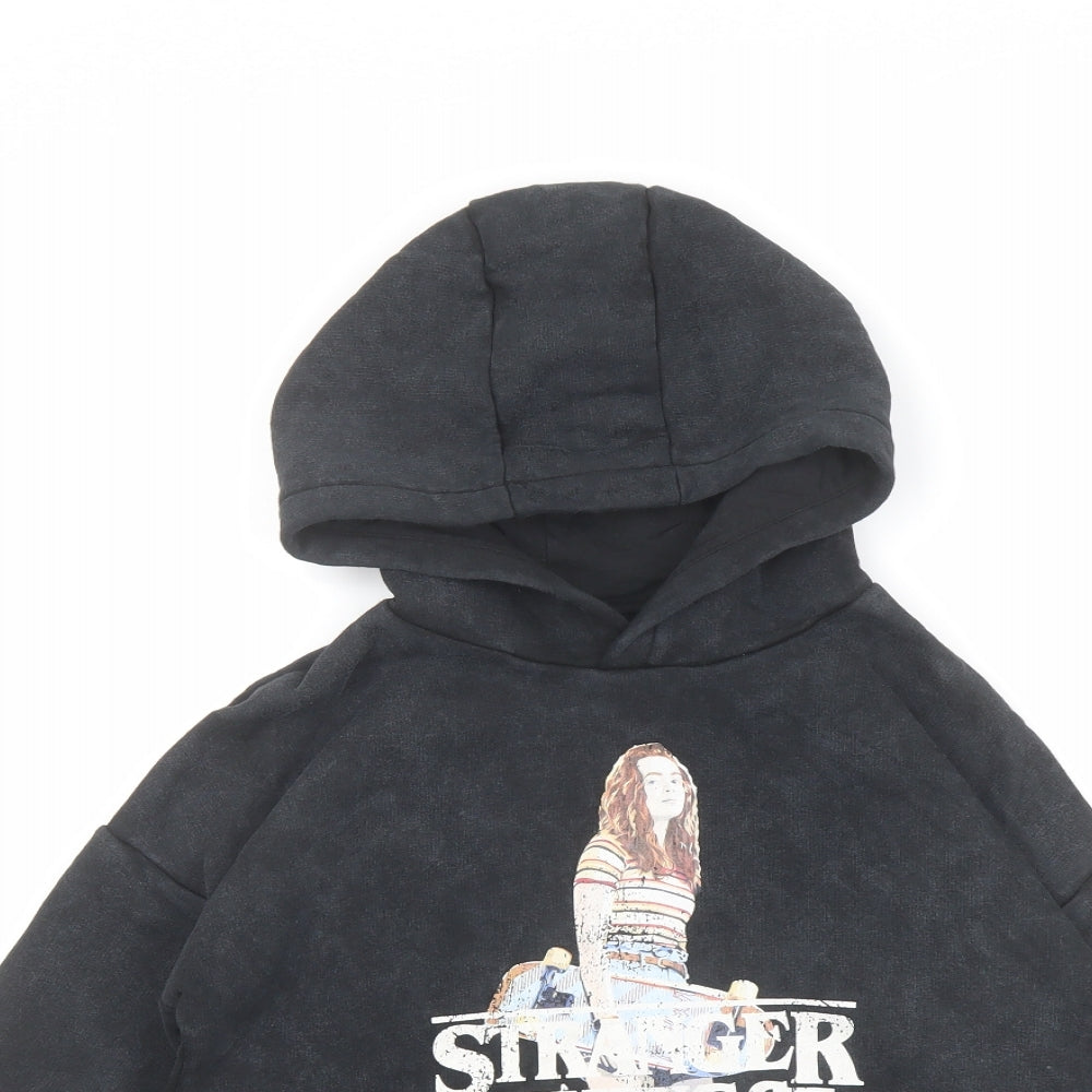 Marks and Spencer Boys Black Cotton Pullover Hoodie Size 7-8 Years Pullover - Stranger Things