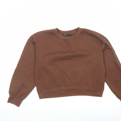 Zara Womens Brown Polyester Pullover Sweatshirt Size S Pullover
