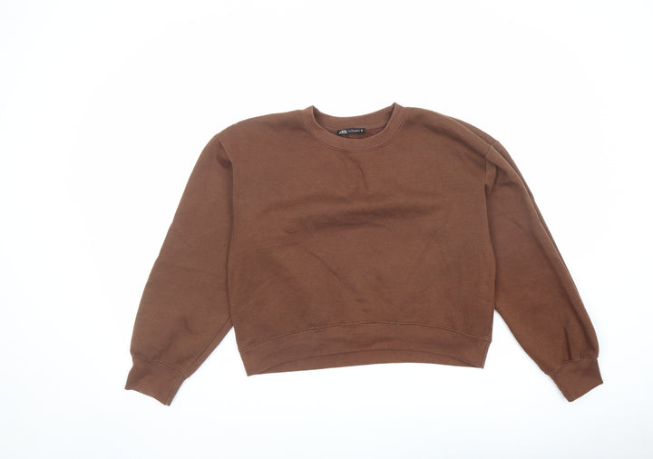 Zara Womens Brown Polyester Pullover Sweatshirt Size S Pullover