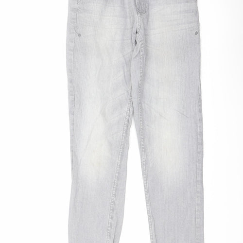 George Girls Grey Cotton Skinny Jeans Size 11-12 Years Regular Button