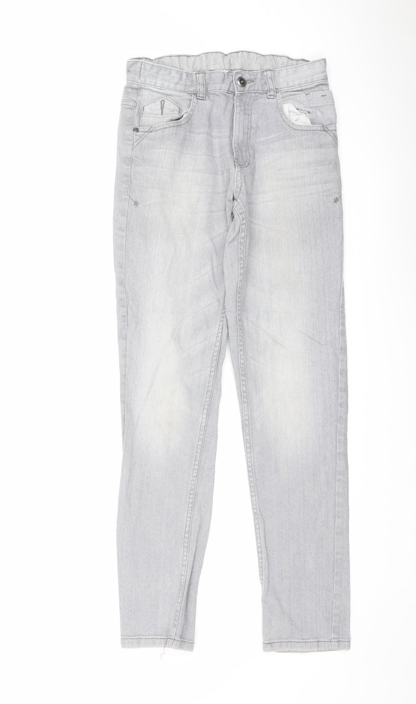 George Girls Grey Cotton Skinny Jeans Size 11-12 Years Regular Button