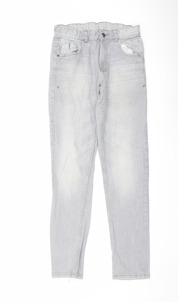 George Girls Grey Cotton Skinny Jeans Size 11-12 Years Regular Button