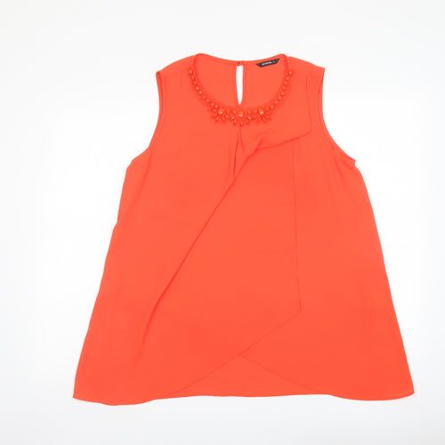 Roman Womens Orange Polyester Basic Tank Size 14 Round Neck