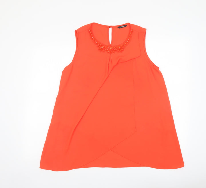 Roman Womens Orange Polyester Basic Tank Size 14 Round Neck