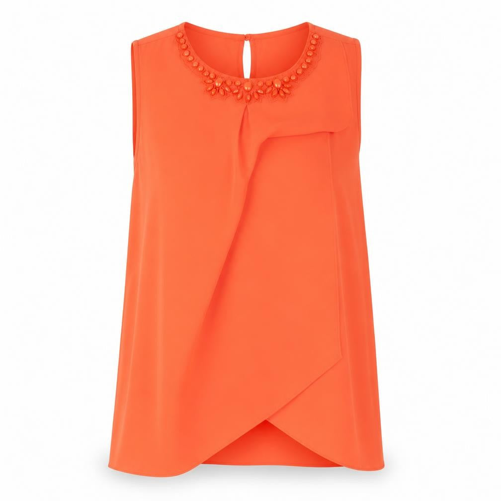 Roman Womens Orange Polyester Basic Tank Size 14 Round Neck