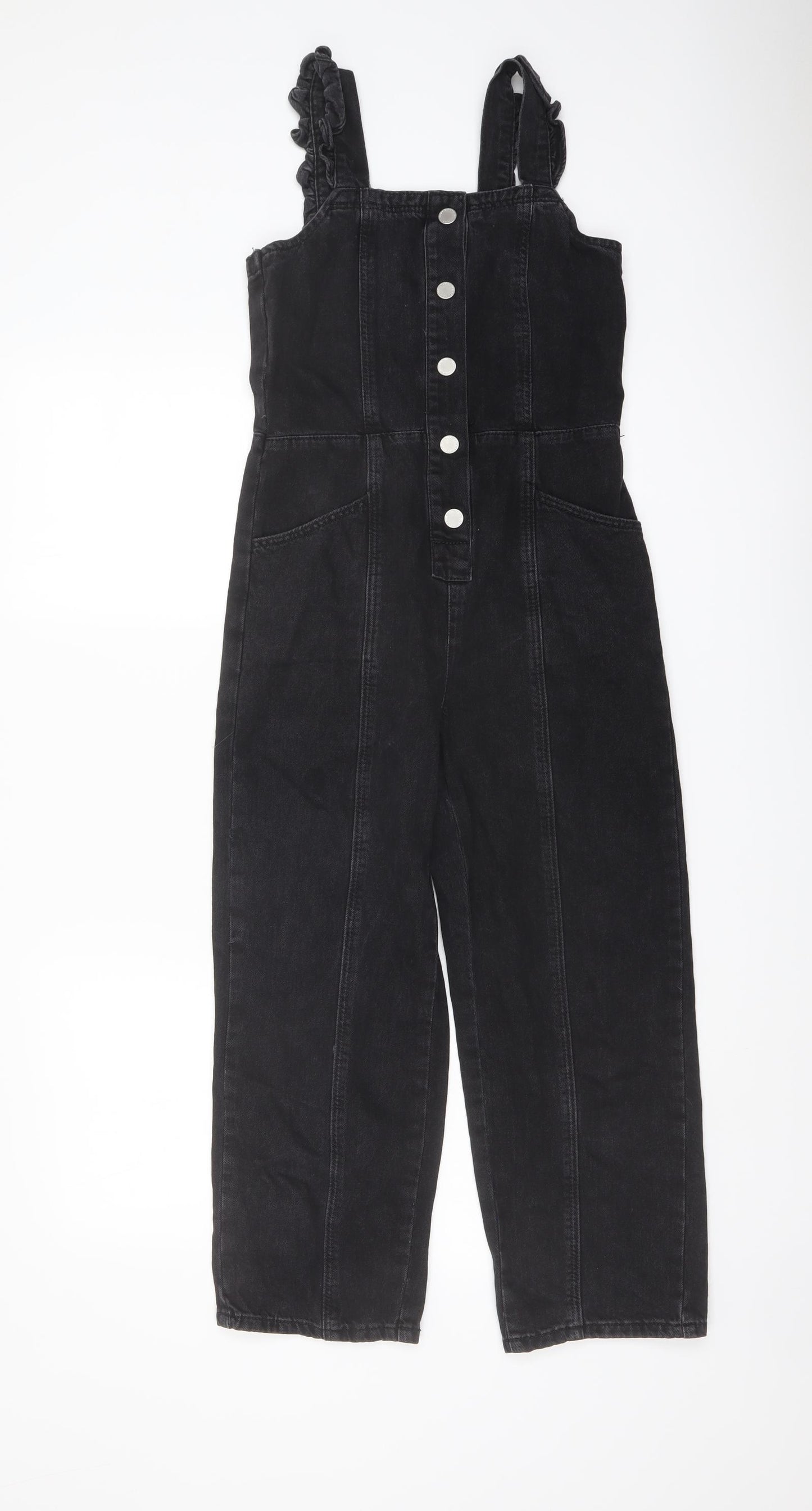 NEXT Girls Grey Cotton Jumpsuit One-Piece Size 10 Years Button
