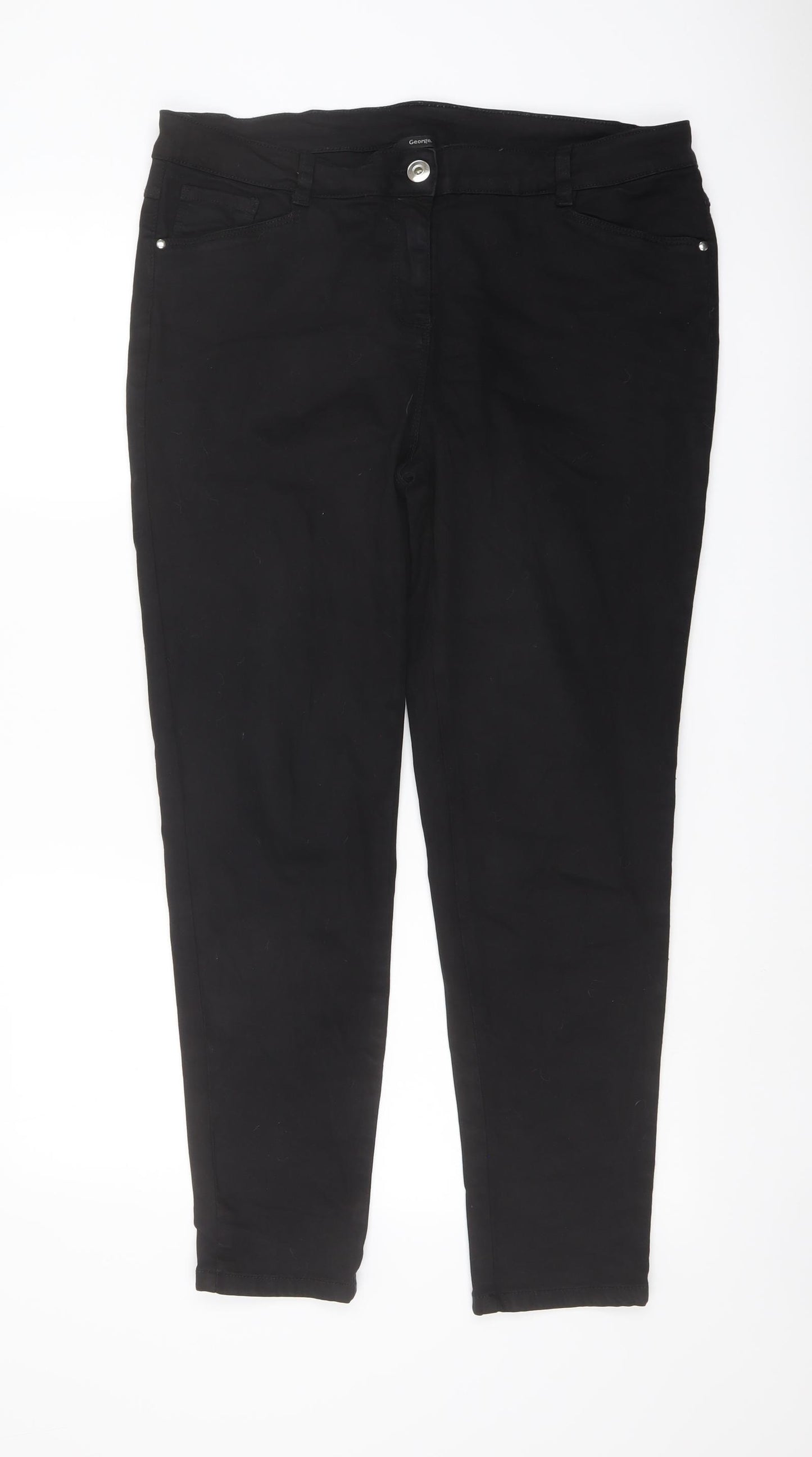 George Womens Black Cotton Tapered Jeans Size 16 L27 in Regular Button