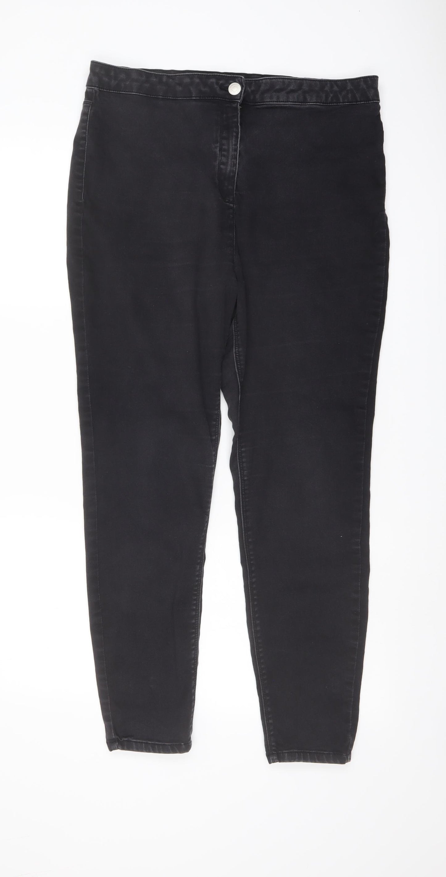 Papaya Womens Grey Cotton Skinny Jeans Size 18 L27 in Regular Button