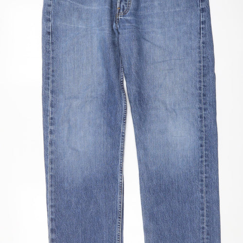 Levi's Mens Blue Cotton Straight Jeans Size 36 in L34 in Regular Button