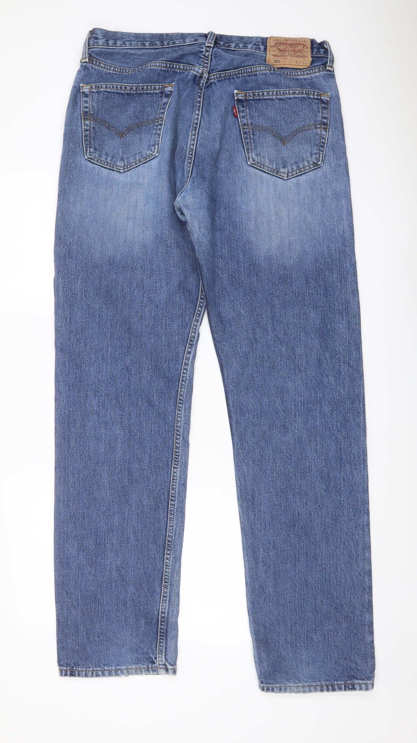 Levi's Mens Blue Cotton Straight Jeans Size 36 in L34 in Regular Button